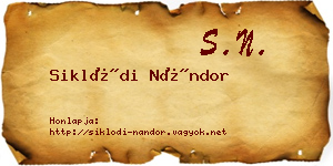 Siklódi Nándor névjegykártya